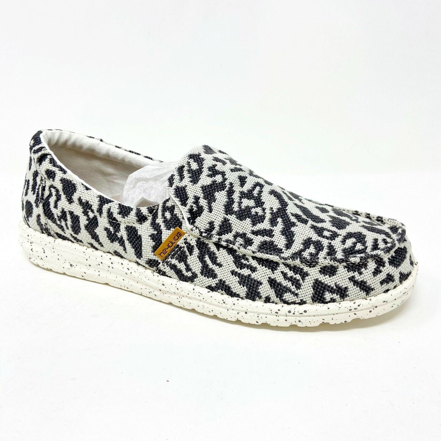 Hey Dude Womens Misty Woven Cheetah Grey Size 5 Slip On Walking Comfort Shoes