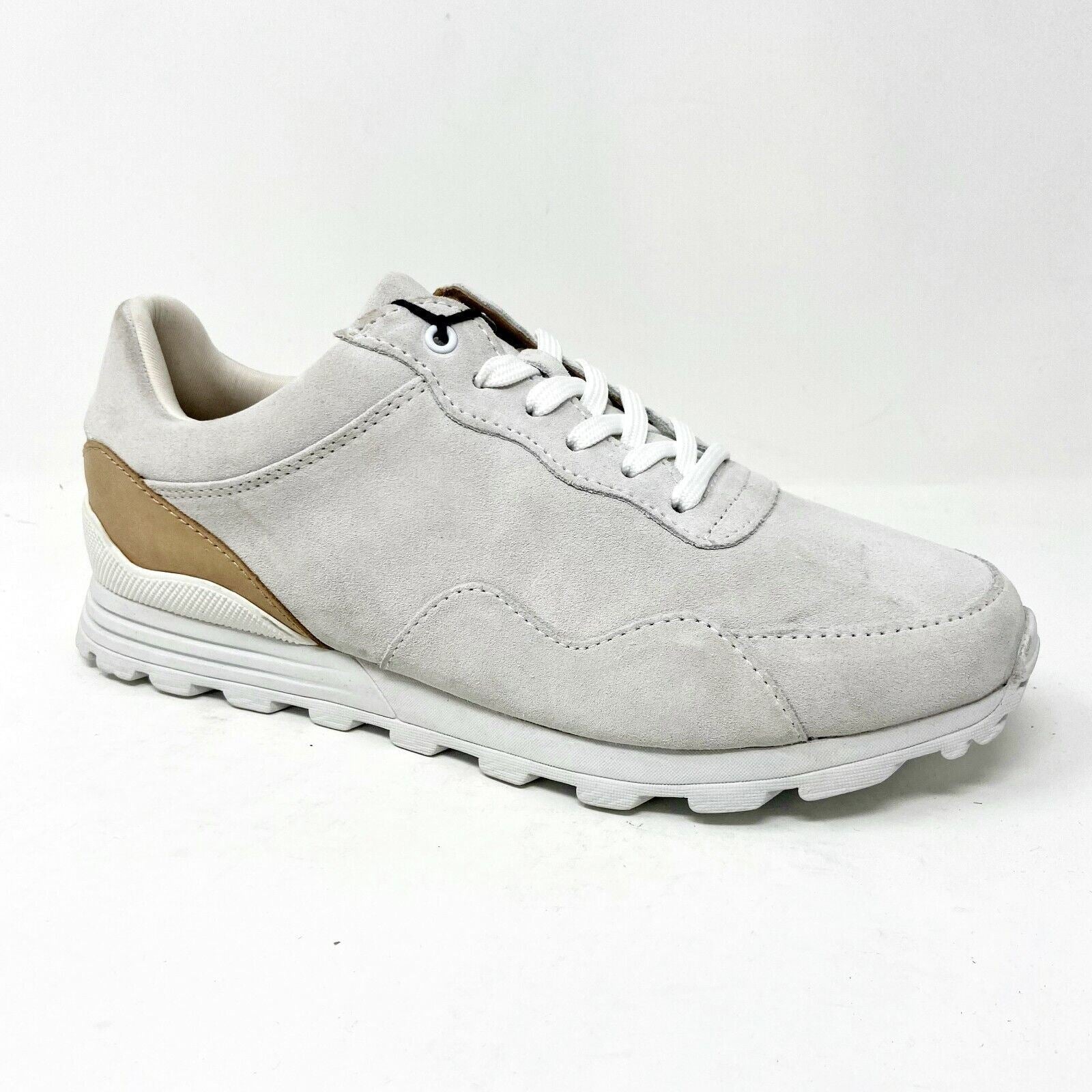 Clae Hoffman AM Rag x Clae White Suede Veggie Tan Mens Premium Casual Sneakers