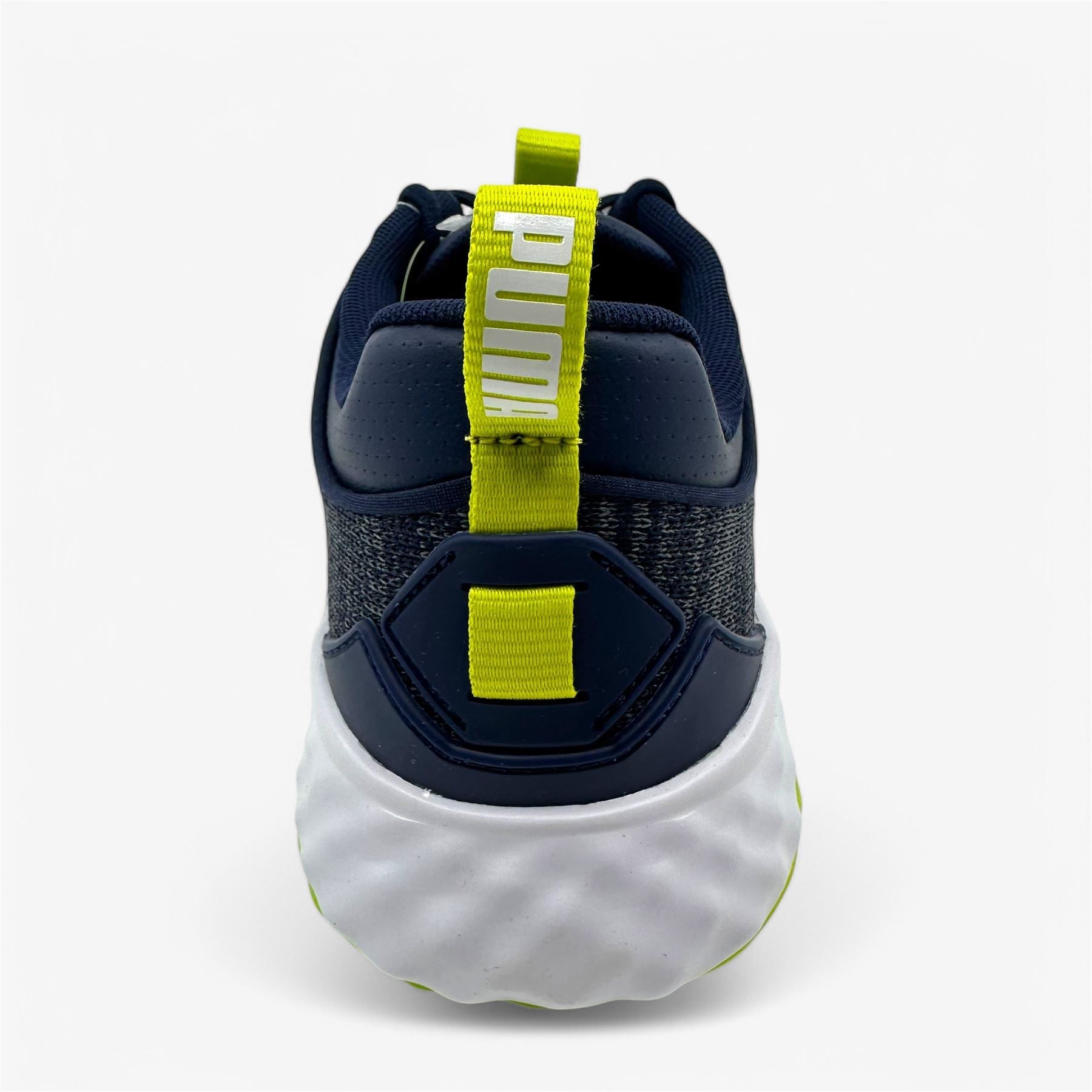 PUMA Fusion Pro Navy Silver Lime Mens Extra Wide Spikeless Golf Shoes