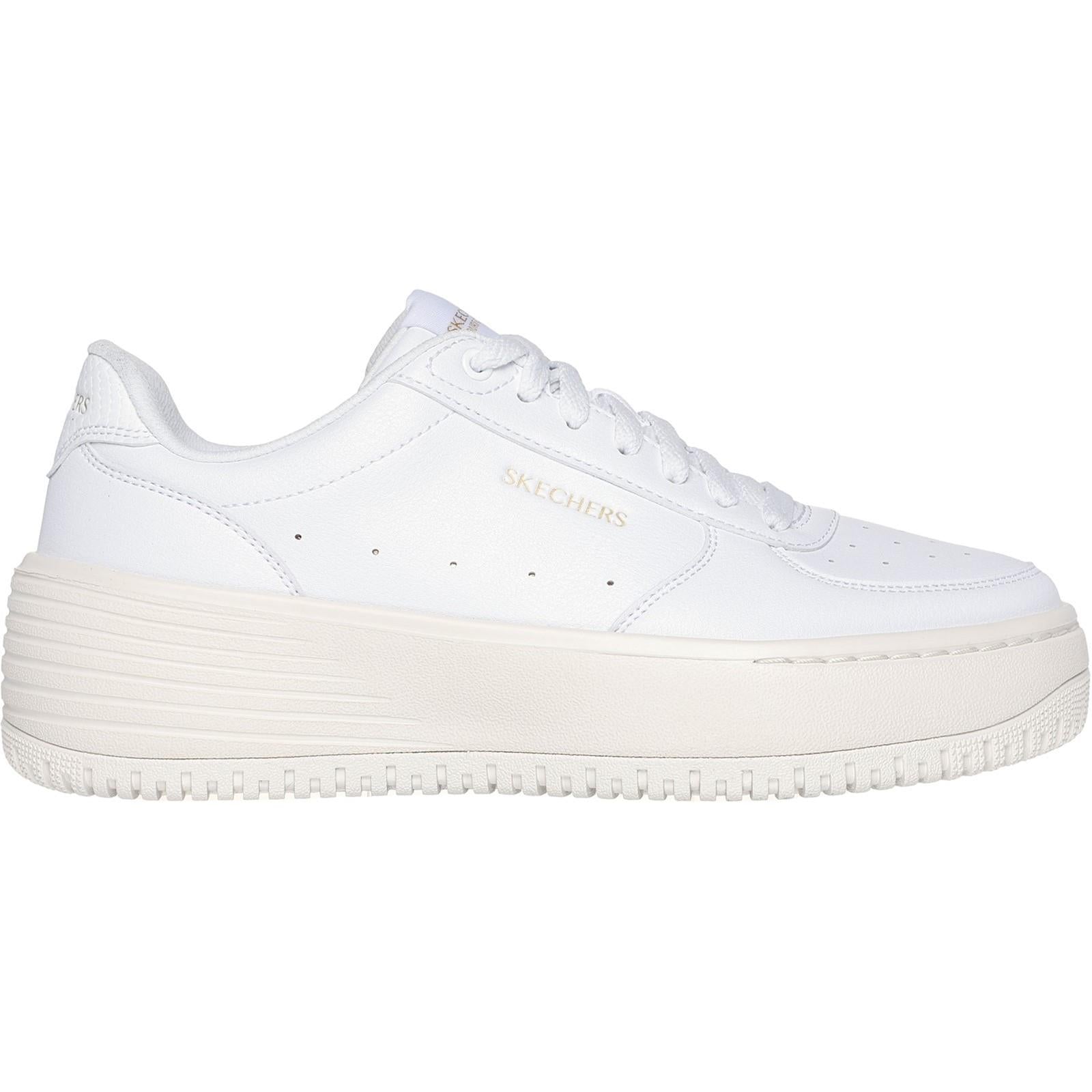Women's Wide Fit Skechers 185110 Court Classics Grand 92 Be Lifted Trainers - White/Natural