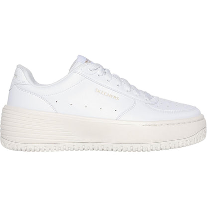 Women's Wide Fit Skechers 185110 Court Classics Grand 92 Be Lifted Trainers - White/Natural