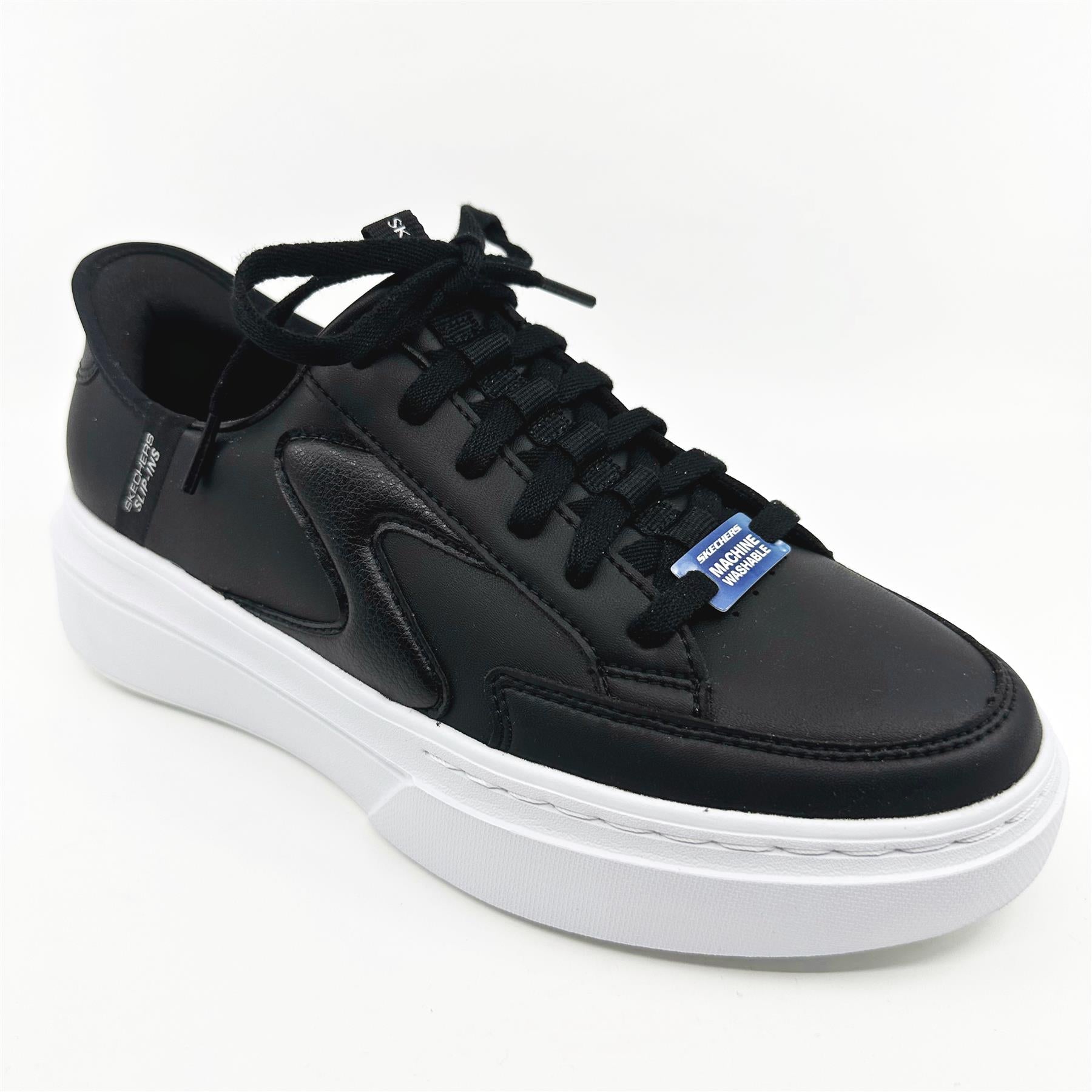 Skechers Cordova Classic New Reign Black White Womens  Slip On Sneakers