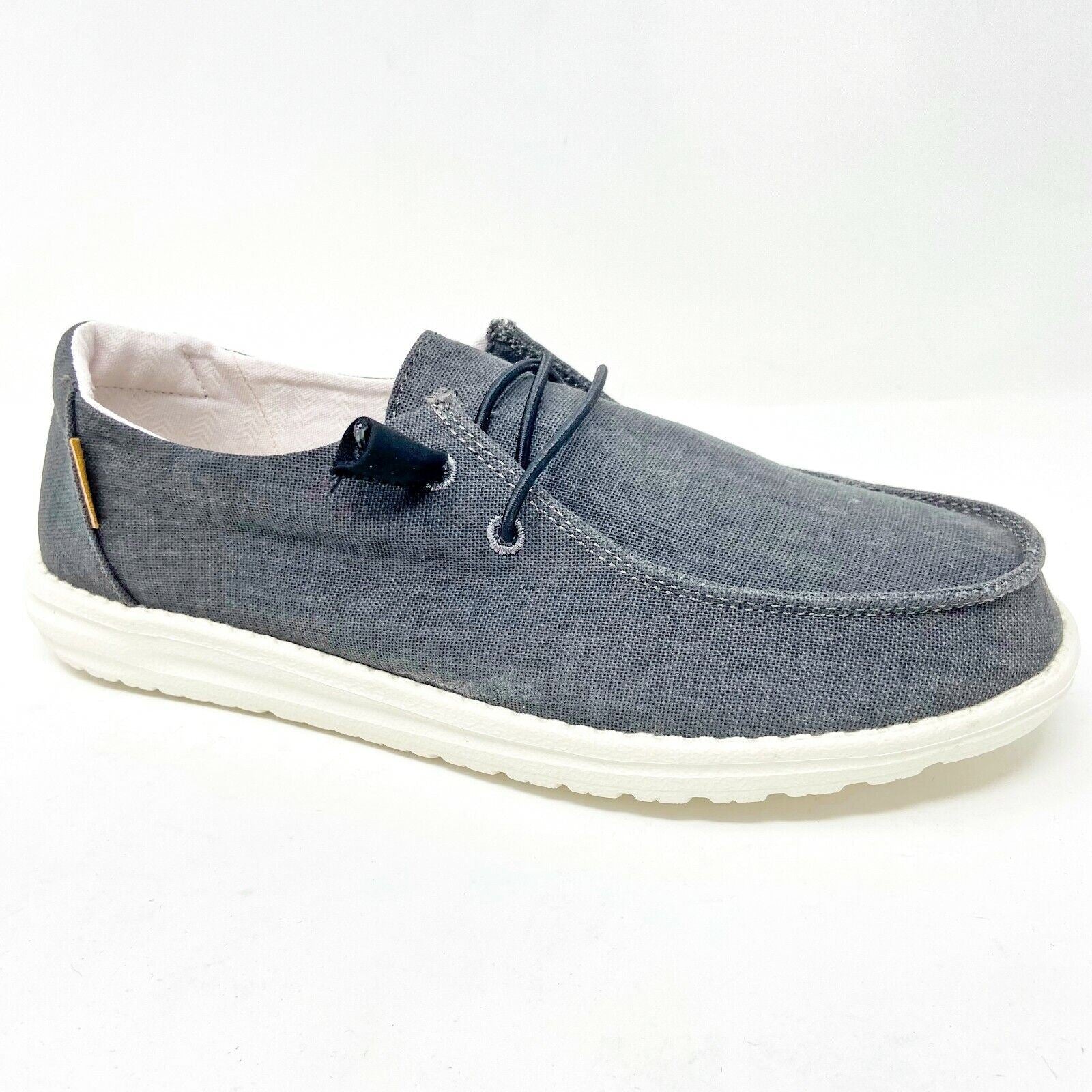 Hey Dude Womens Wendy Chambray Off Black Slip On Comfort Shoes