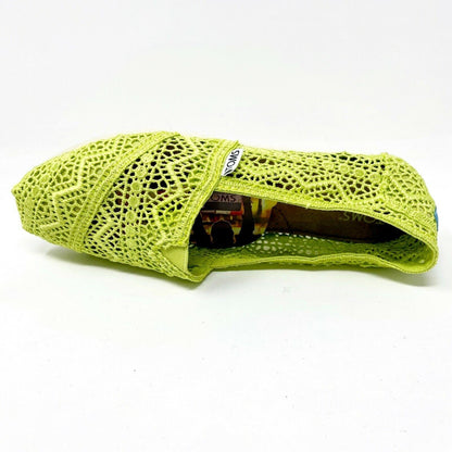 Toms Classics Neon Lime Crochet Womens Slip On Casual Canvas Flat Shoes