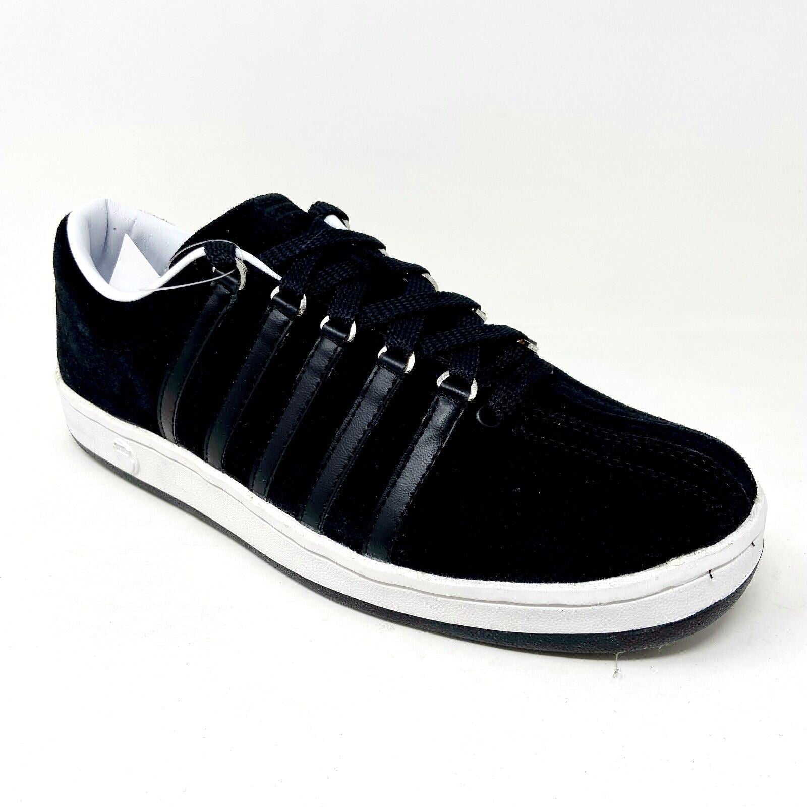 K-Swiss The Classic Suede Black White Mens Casual Sneakers 02585002