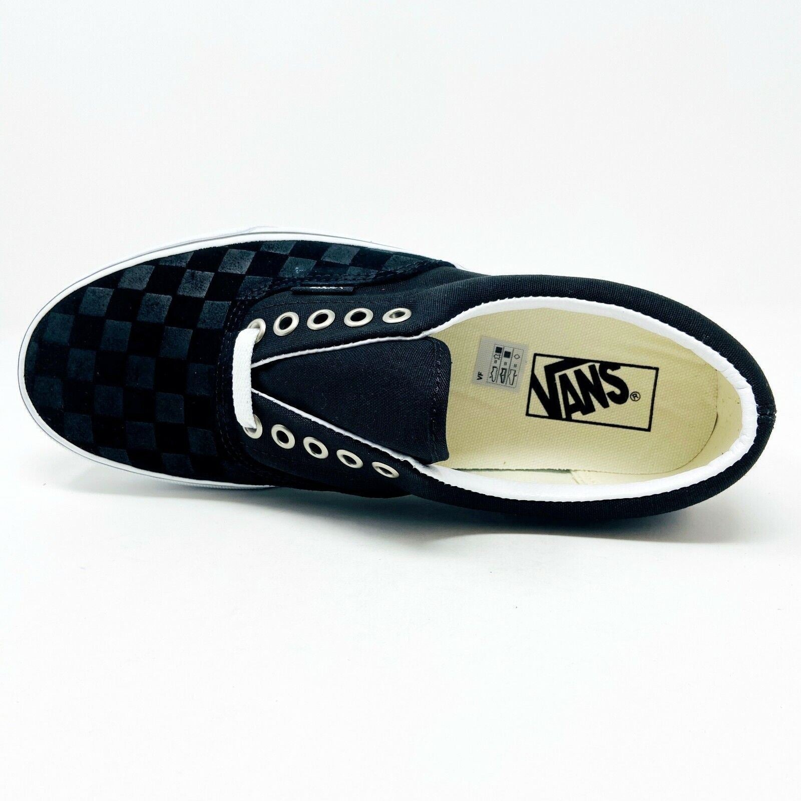 Vans Era (Deboss Checkerboard) Black True White Womens Classic Shoes Sneakers