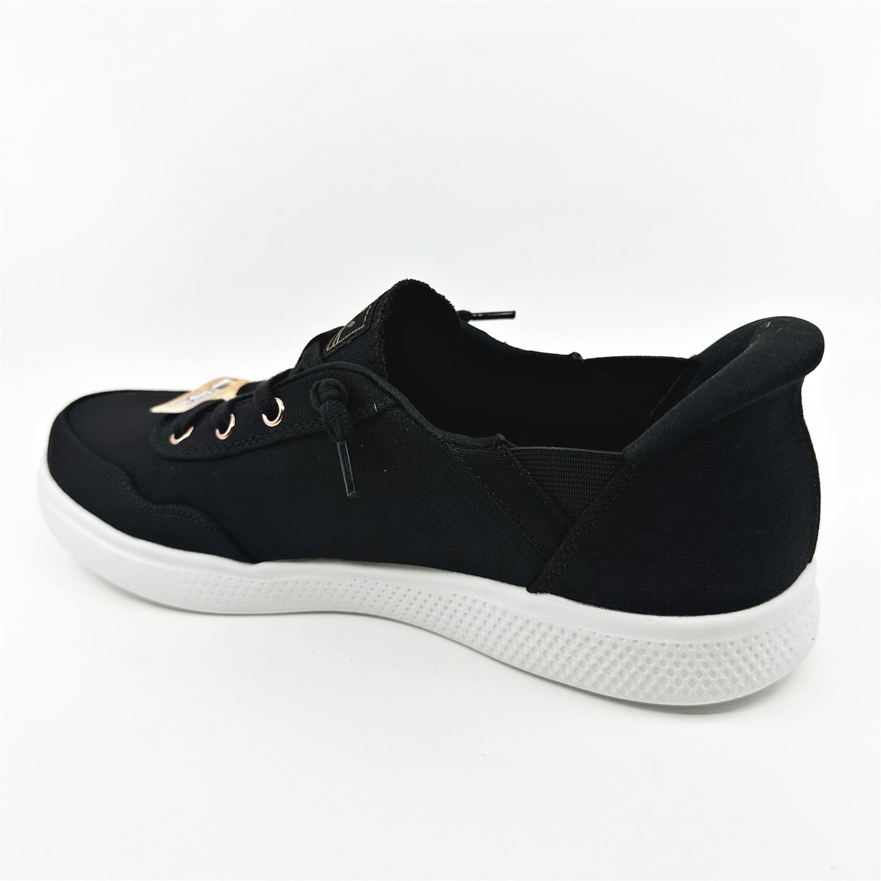 Skechers Bobs Skipper Keep It Sweet Black Womens  Slip On Sneakers