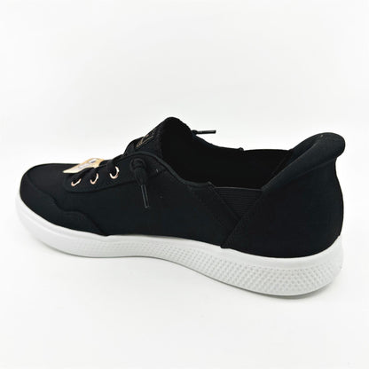 Skechers Bobs Skipper Keep It Sweet Black Womens  Slip On Sneakers