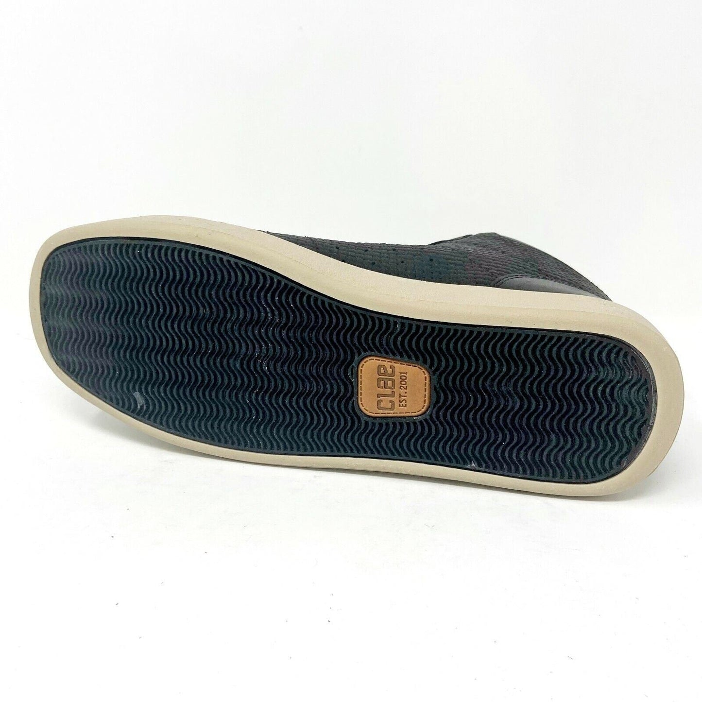Clae Russell Black Embossed Leather Mens Casual Sneakers