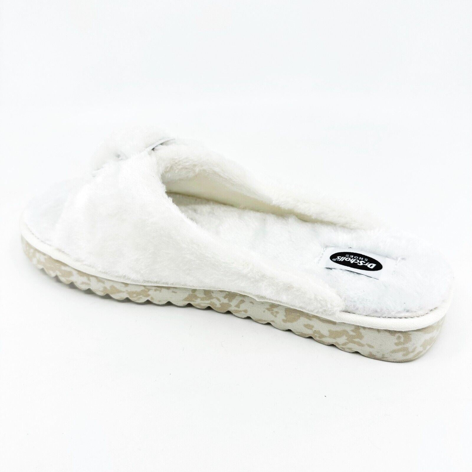 Dr Scholls Staycay OG Tofu White Faux Fur Womens Slippers Slide Sandals