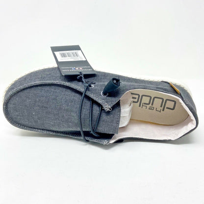 Hey Dude Womens Wendy Chambray Off Black Slip On Comfort Shoes