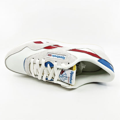 Reebok Classic Nylon Chalk Scarlet Cyan White Mens Athletic Sneaker