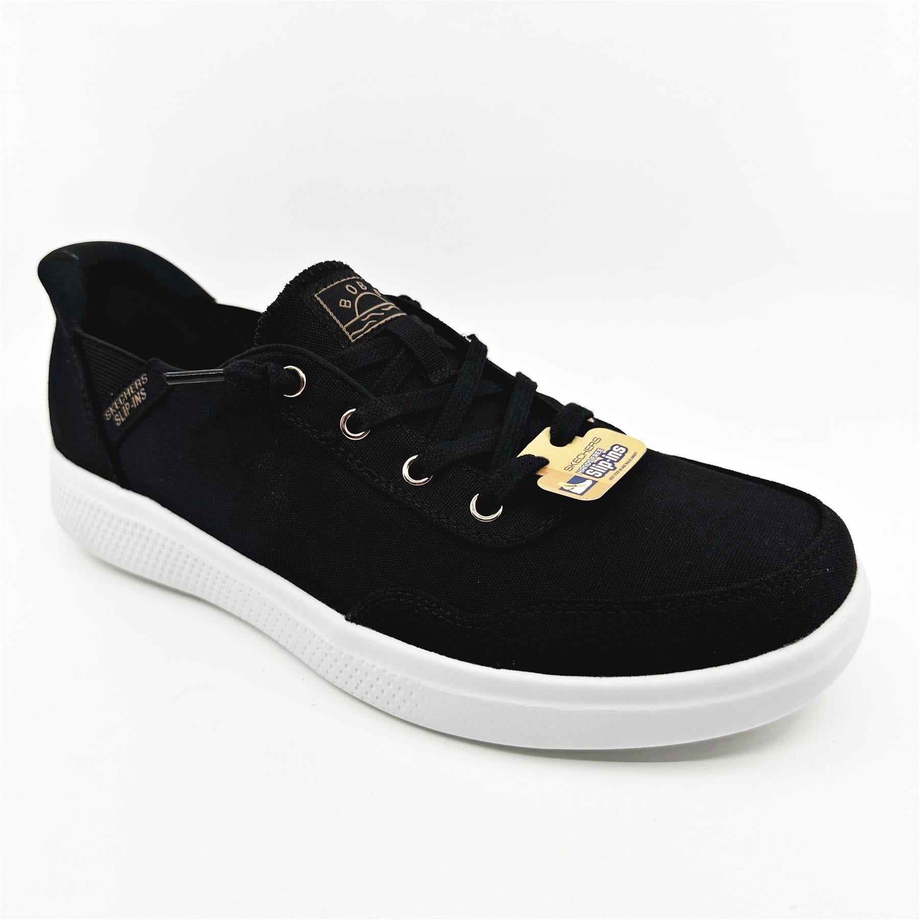 Skechers Bobs Skipper Keep It Sweet Black Womens  Slip On Sneakers
