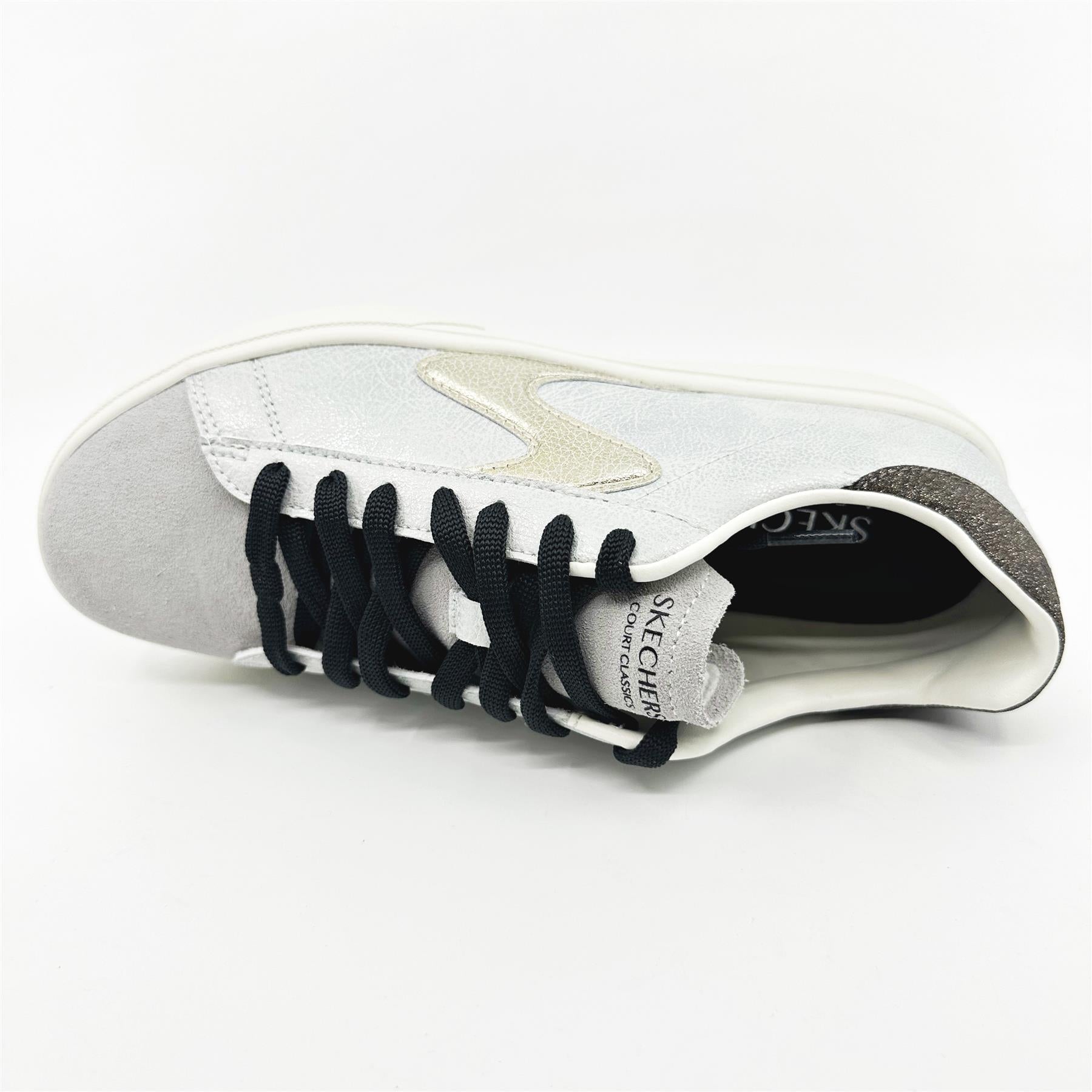 Skechers Eden LX Glimpse Of Glitter Light Gray Black Womens  Athletic Sneakers