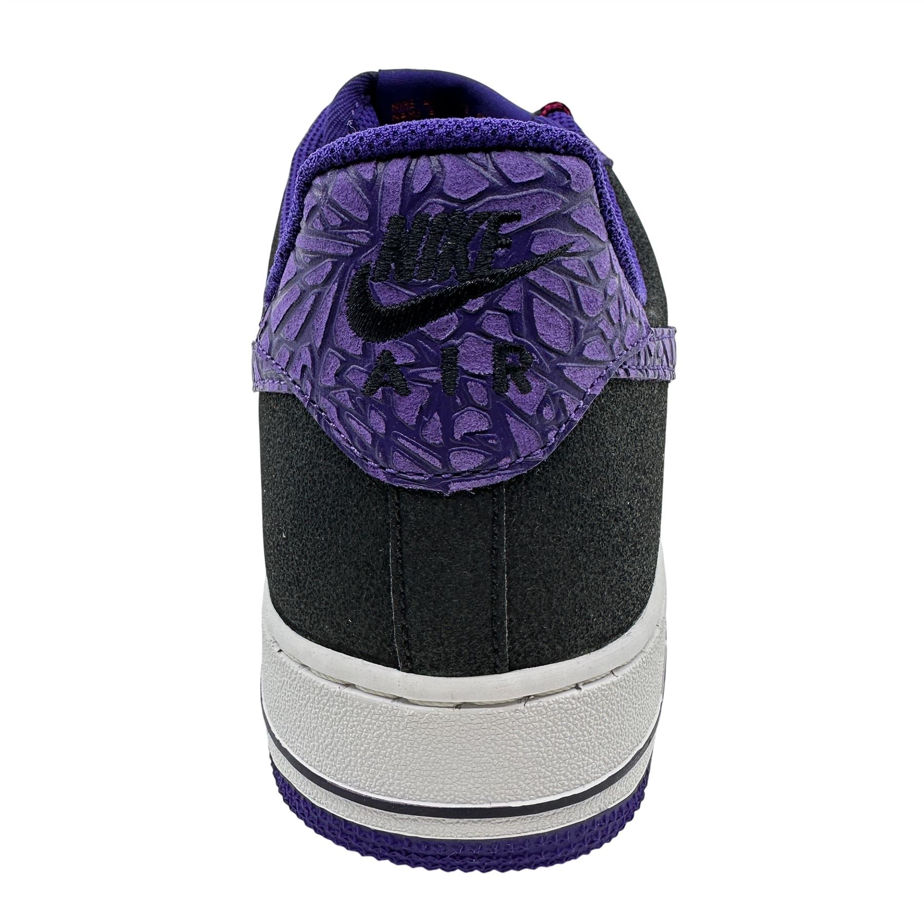 Nike Air Force 1 Black Court Purple Mens Athletic Crackled Gozilla Sneaker