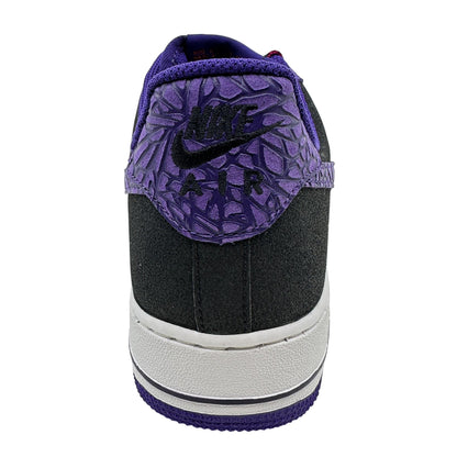 Nike Air Force 1 Black Court Purple Mens Athletic Crackled Gozilla Sneaker