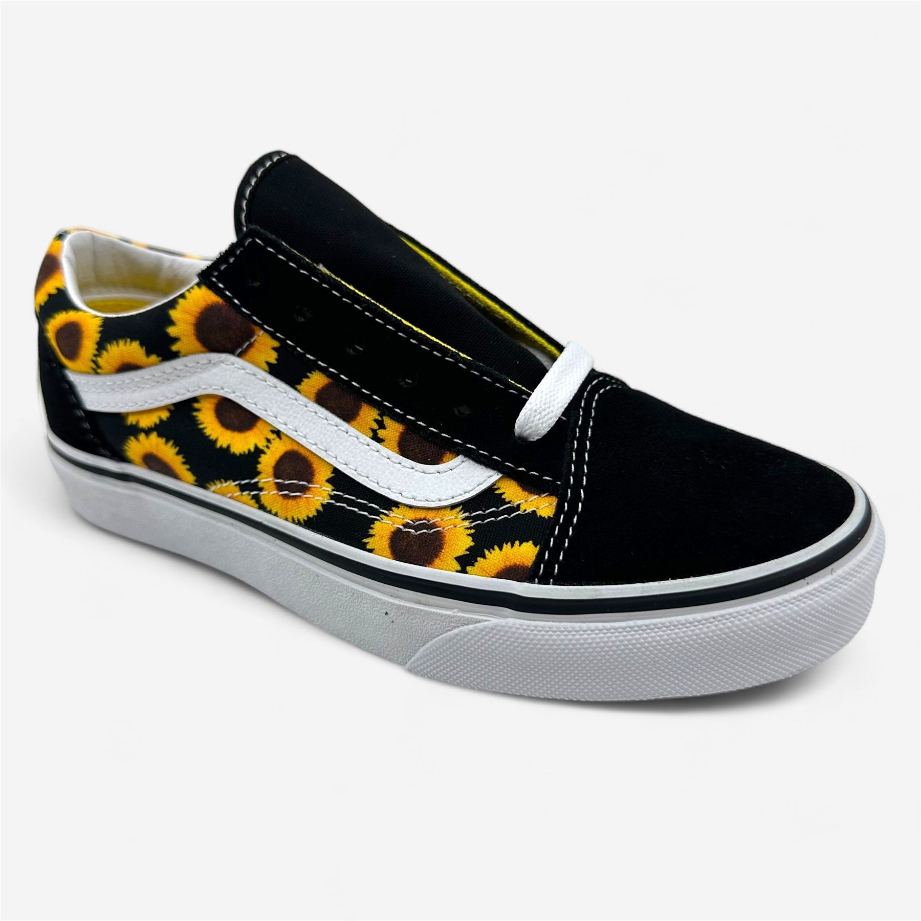 VANS Old Skool Sunflower Black Yellow Kids Girls Athletic Sneaker