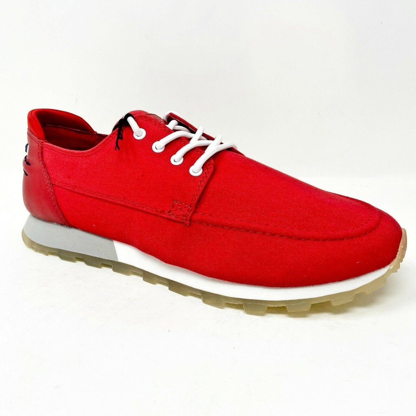 Clae Desmond Ruby Canvas Red White Mens Premium Casual Shoes Sneakers