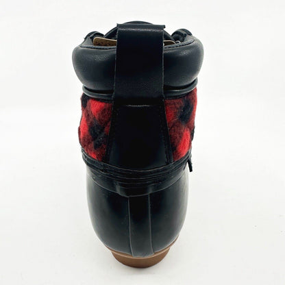 Skechers Pond Good Plaid Black Red Womens Size 7 Rubber Duck Boots