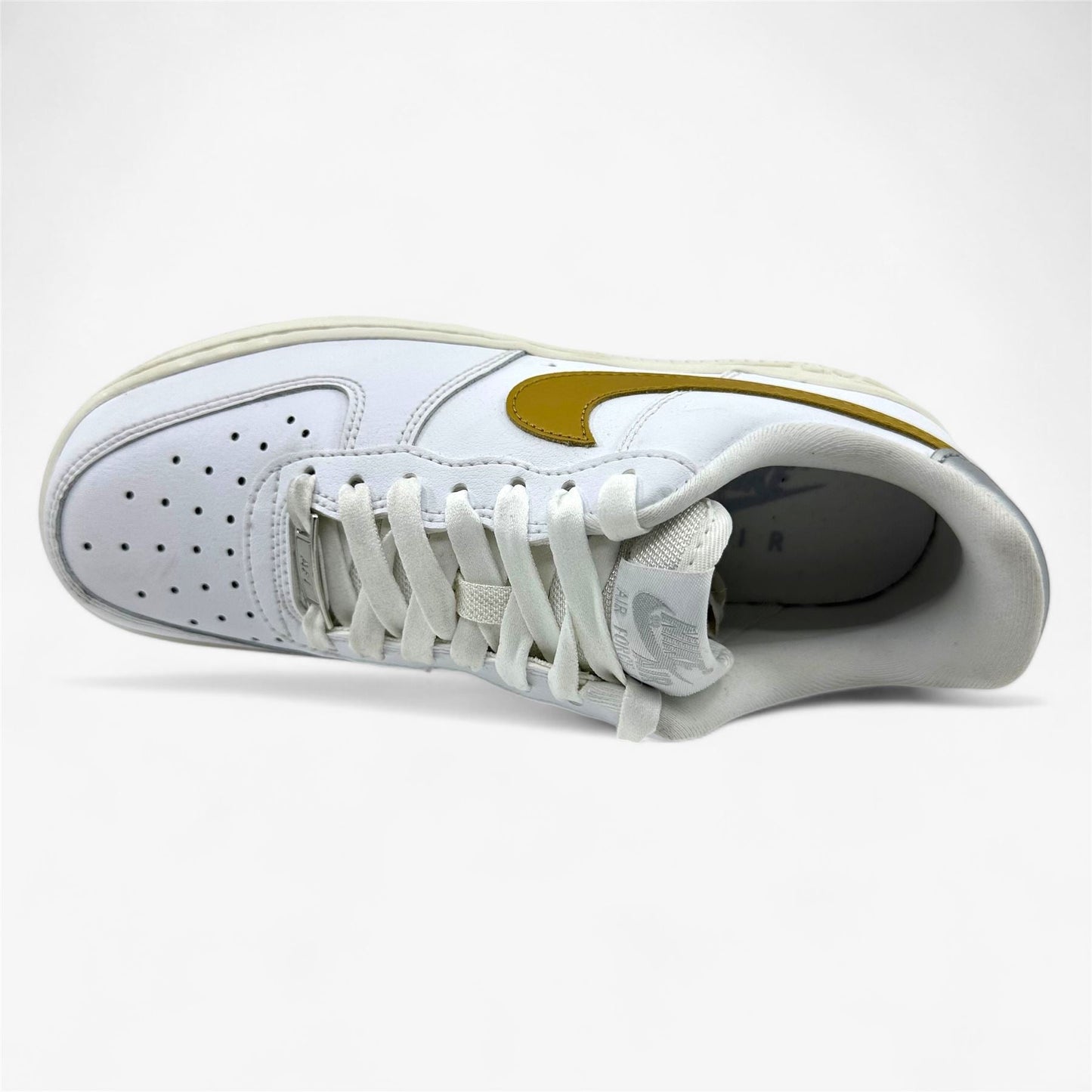 Nike Air Force 1 '07 White Metallic Gold Womens Size 7 Athletic Sneaker