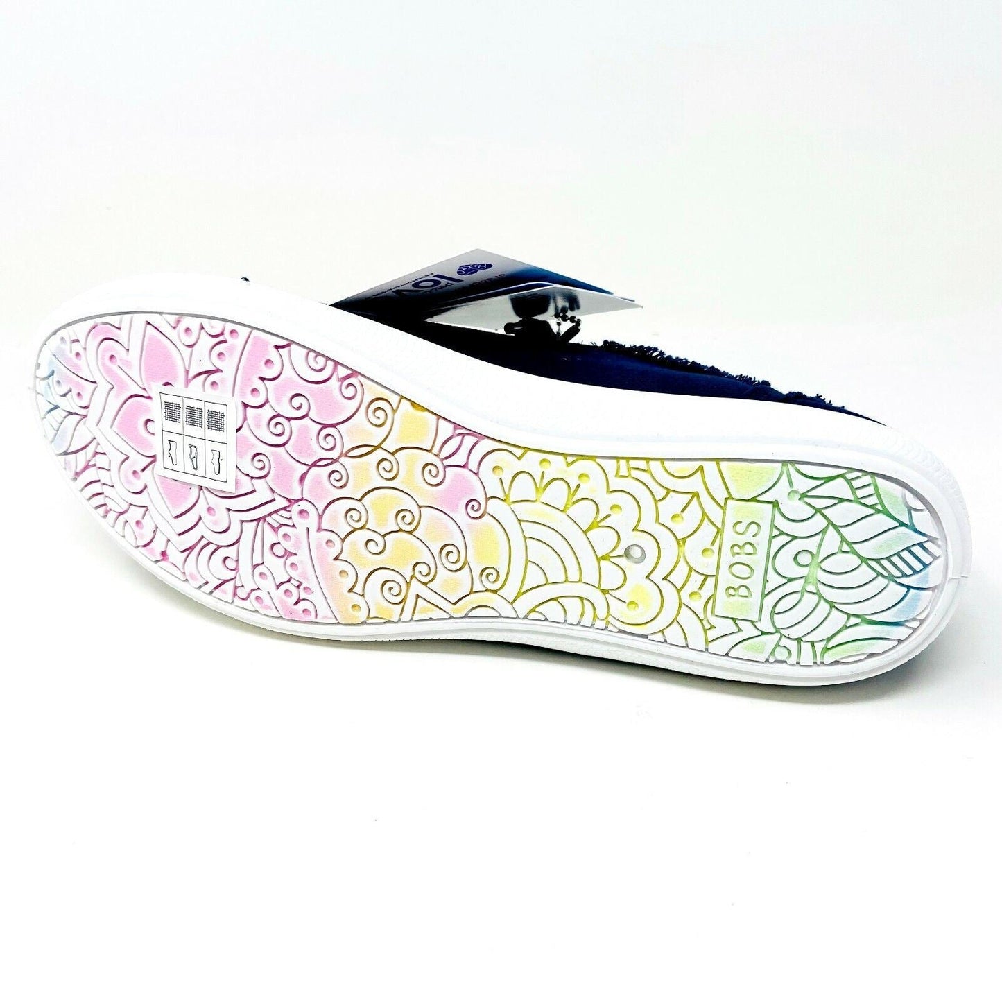 Skechers Bobs B Cute Navy White Womens Slip On Memory Foam Comfort Shoes