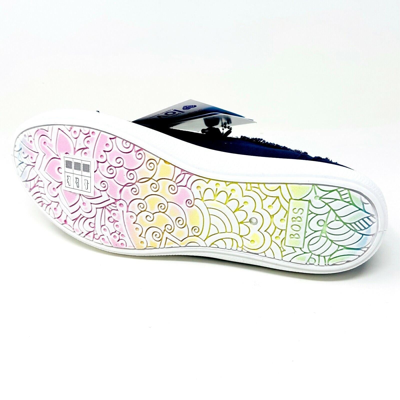 Skechers Bobs B Cute Navy White Womens Slip On Memory Foam Comfort Shoes