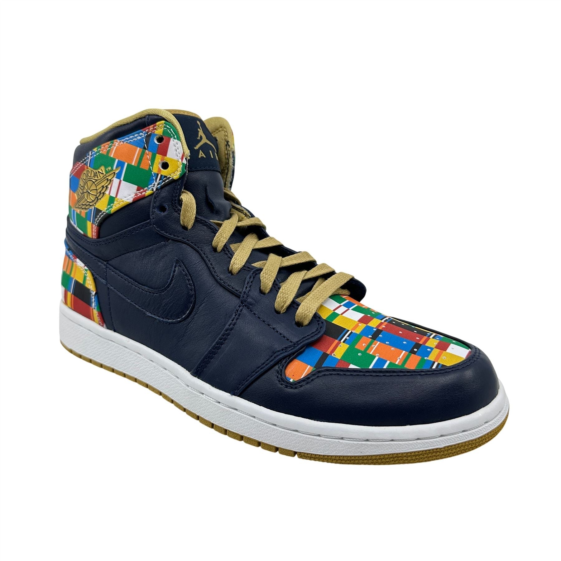 Jordan 1 Retro High RTTG Obsidian Metallic Gold White Mens Athletic Sneaker