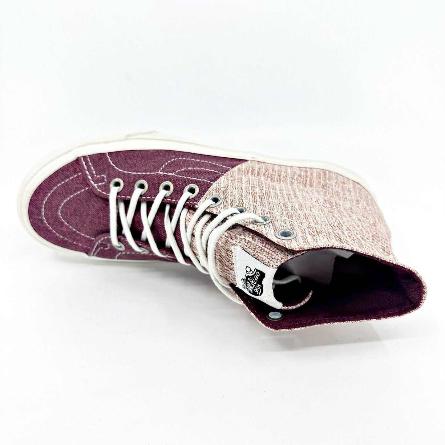 VANS Sk8 Hi Decon SPT (Stripes) Washed Burgundy Womens Size 6 Casual Sneakers