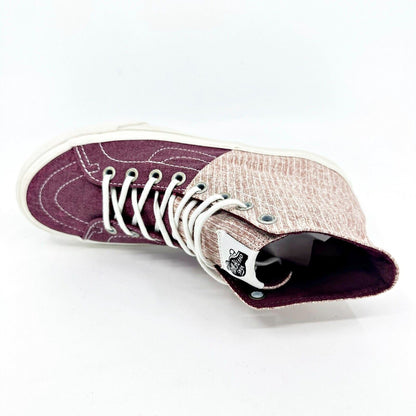 VANS Sk8 Hi Decon SPT (Stripes) Washed Burgundy Womens Size 6 Casual Sneakers