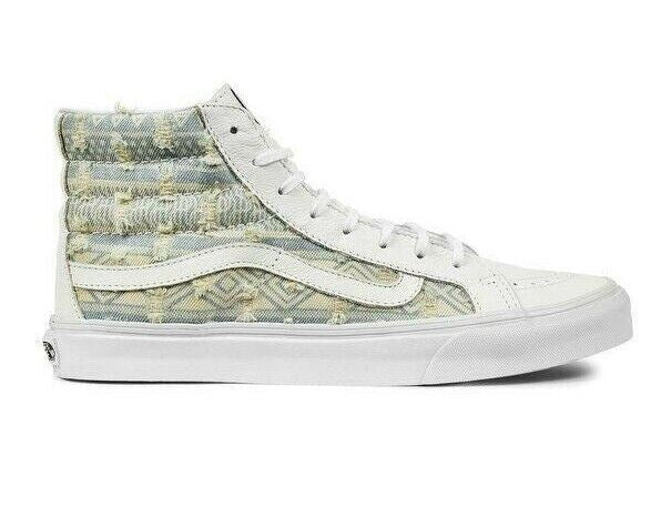 VANS Sk8 Hi Slim (Frayed Native) True White Tribal Womens Size 9.5 Casual Shoes