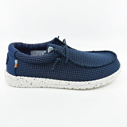 Hey Dude Wally Youth Sport Mesh Navy Kids Comfort Slip On Shoes