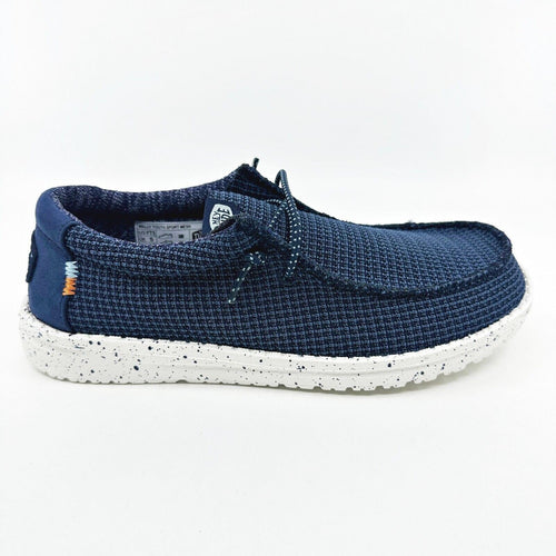 Hey Dude Wally Youth Sport Mesh Navy Kids Comfort Slip On Shoes
