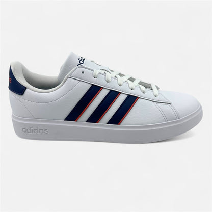 Adidas Grand Court 2.0 White Dark Blue Preloved Scarlet Mens Athletic Sneaker