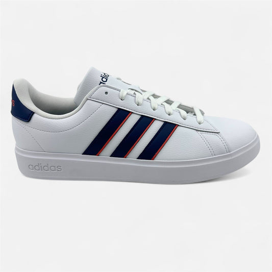 Adidas Grand Court 2.0 White Dark Blue Preloved Scarlet Mens Athletic Sneaker