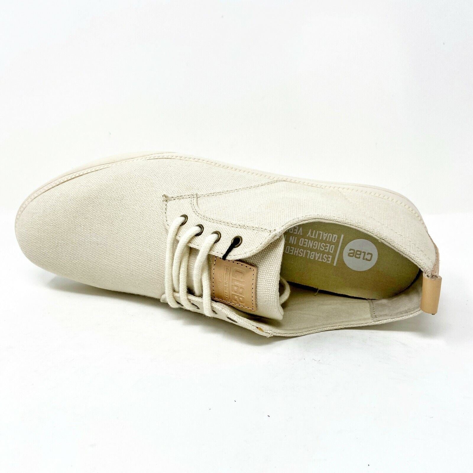 Clae Ellington Textile Natural Canvas Mens Size 7 Premium Sneakers
