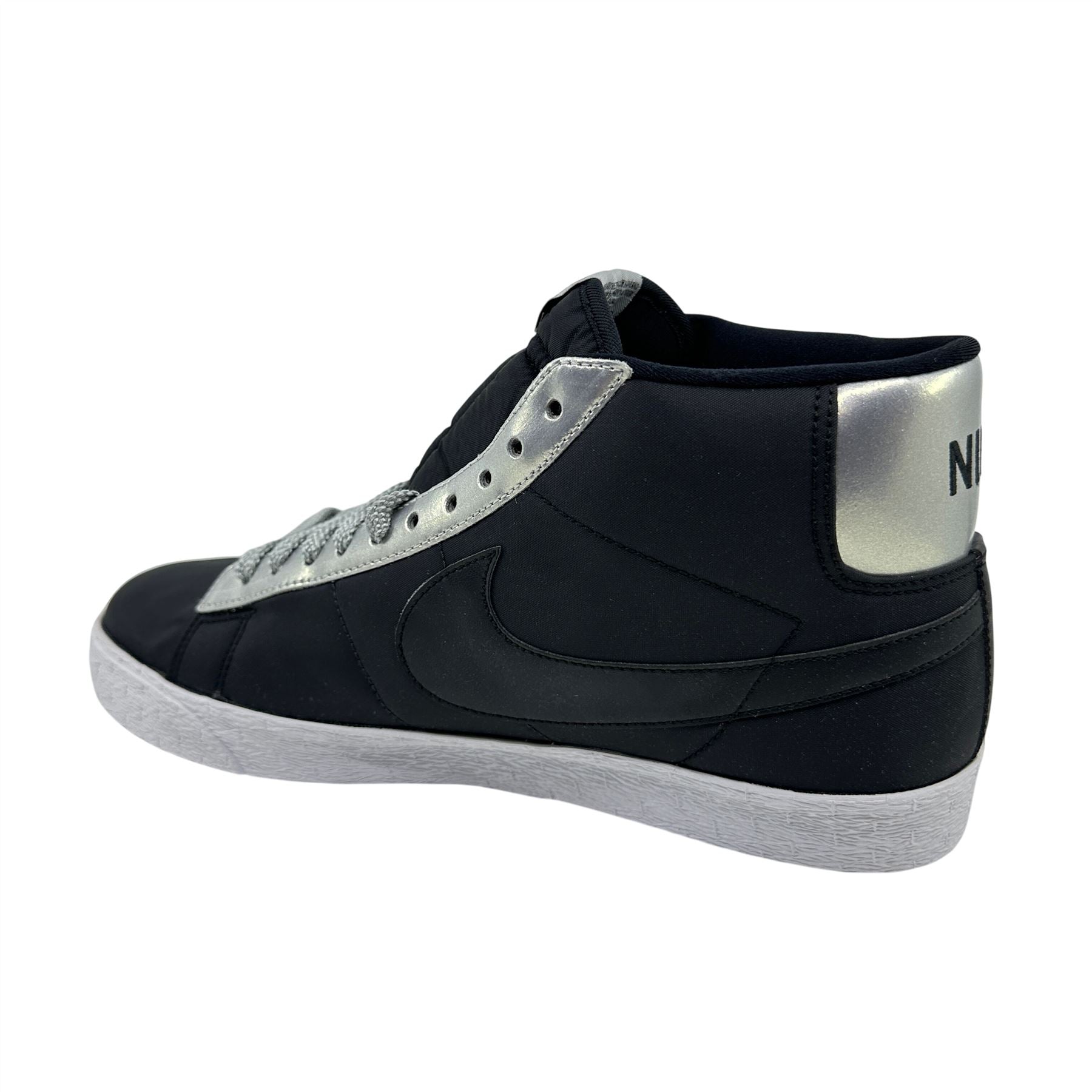 Nike Blazer High Black Metallic Silver White Mens Athletic Sneaker