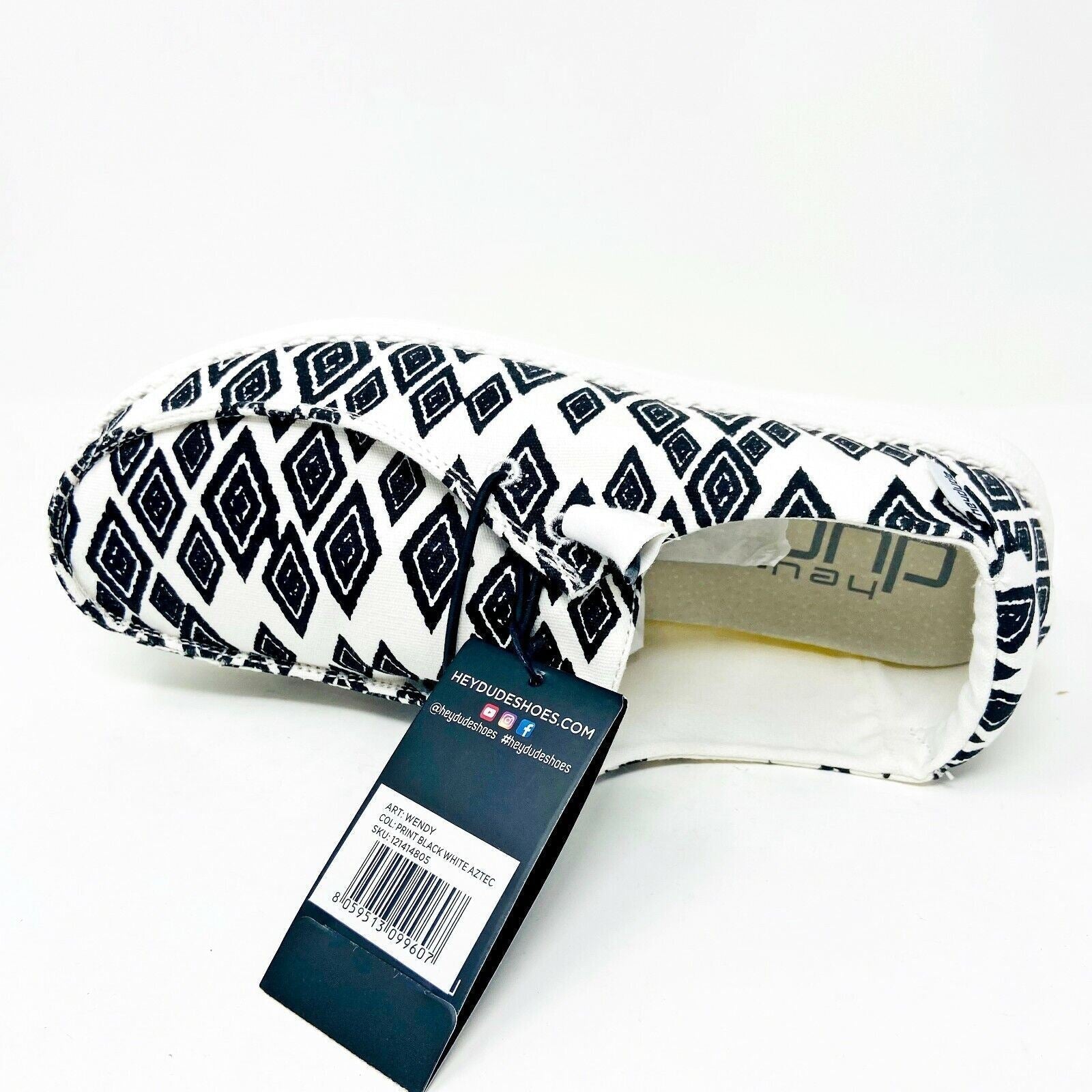 Hey Dude Womens Wendy Print Black White Aztec Size 10 Slip On Comfort Shoes