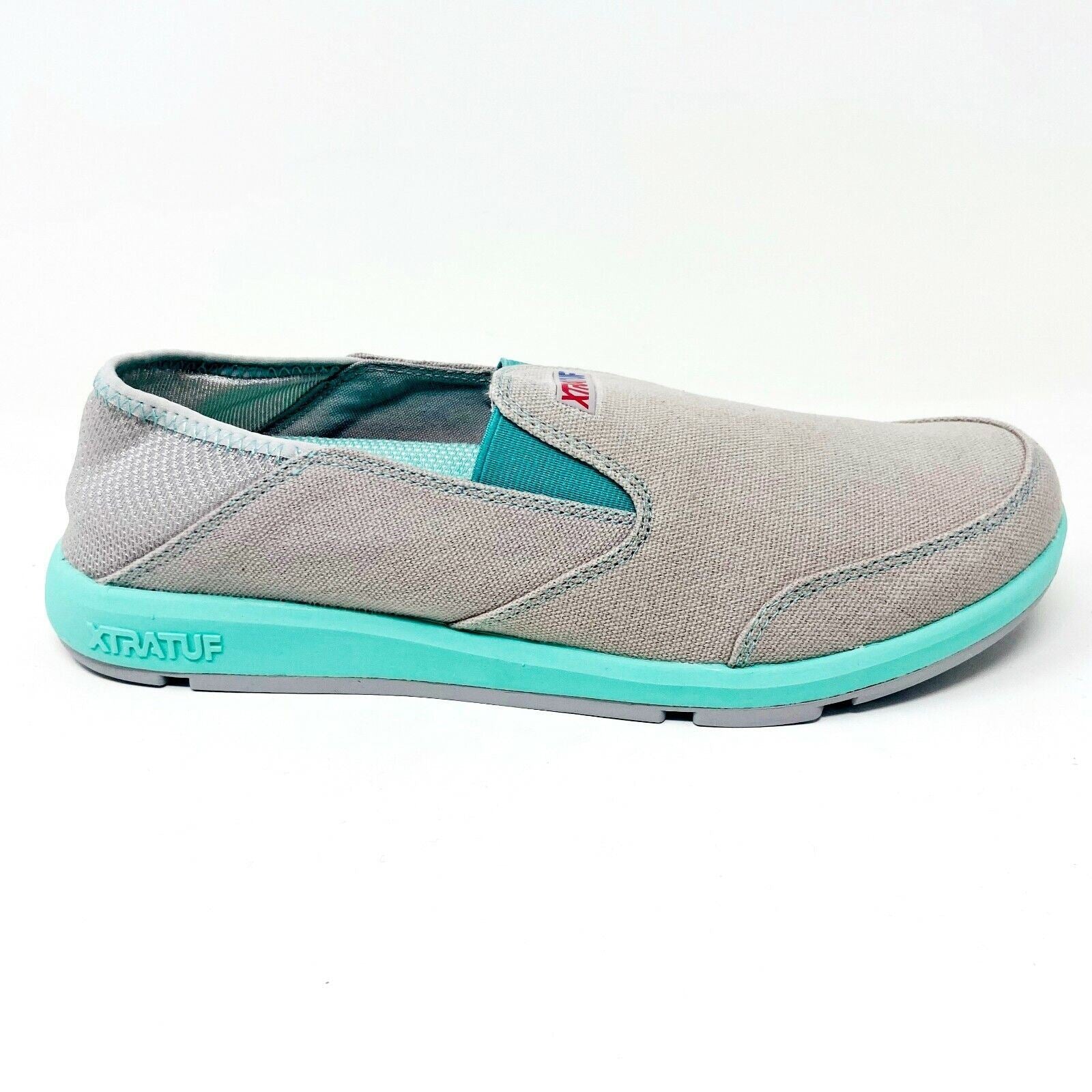 XtraTuf Yellowtail Grey Seafoam Slip Resistant Womens Canvas Slip On Work Shoes