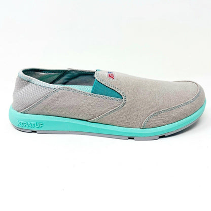 XtraTuf Yellowtail Grey Seafoam Slip Resistant Womens Canvas Slip On Work Shoes