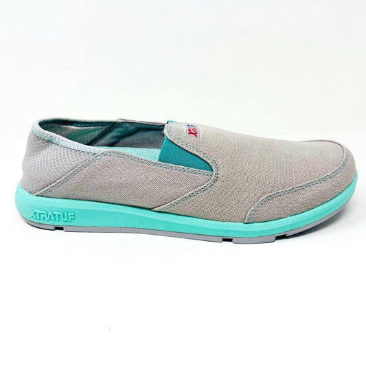 XtraTuf Yellowtail Grey Seafoam Slip Resistant Womens Canvas Slip On Work Shoes