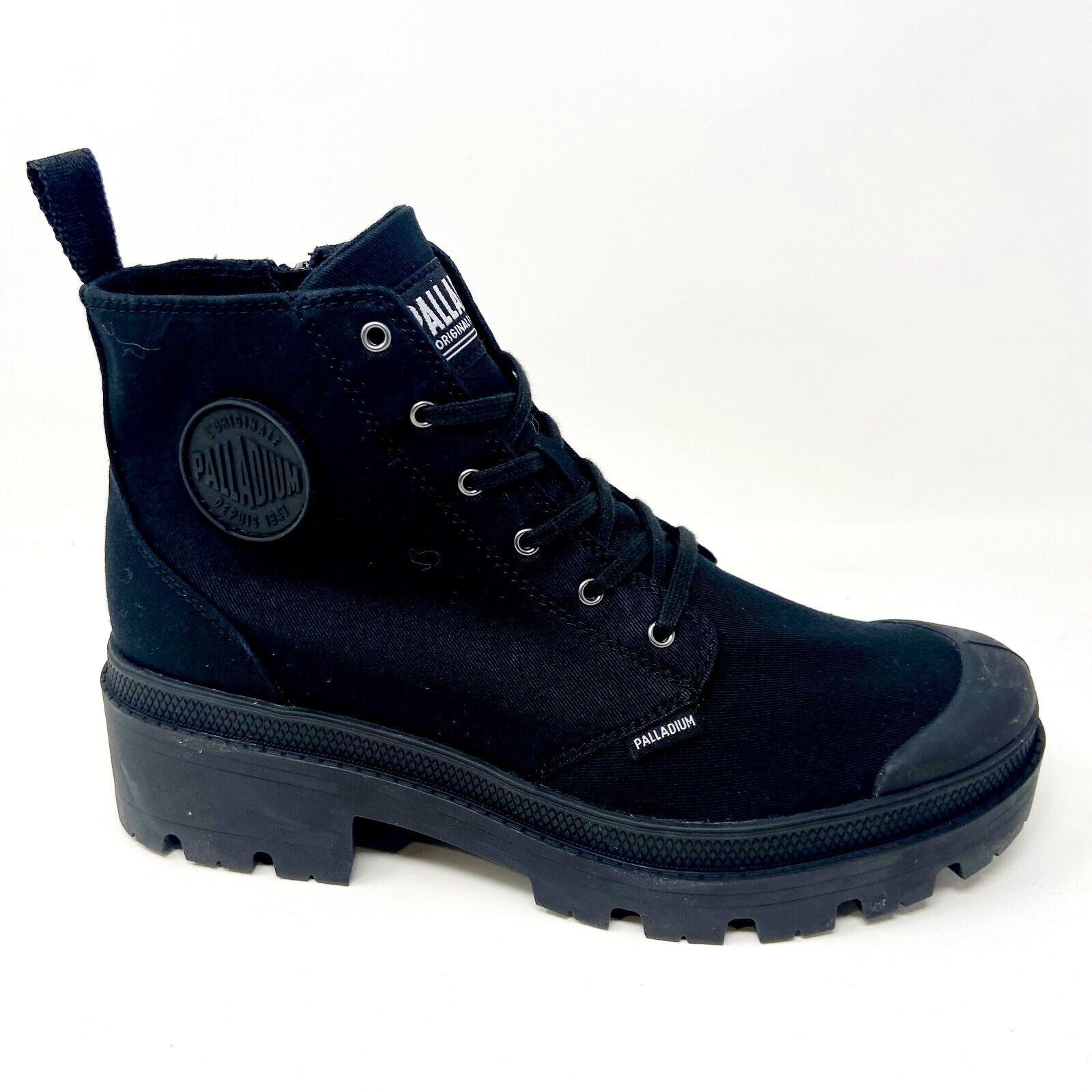 Palladium Pallabase Twill Black Womens Combat Platform Boots 96907 008