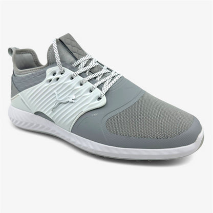PUMA Ignite Pwradapt Caged Gray Violet Silver Mens Wide Waterproof Golf Shoes