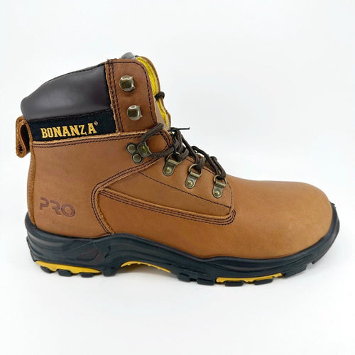 Bonanza Pro 6" PU Injected Leather Brown Black Mens Soft Toe Work Boots BA618