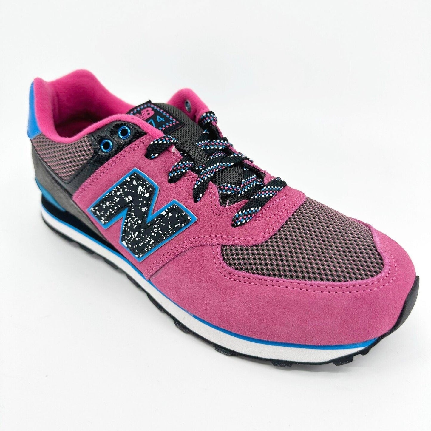 New Balance 574 Classics Outside In Pink Blue Kids Running Sneakers KL57407G
