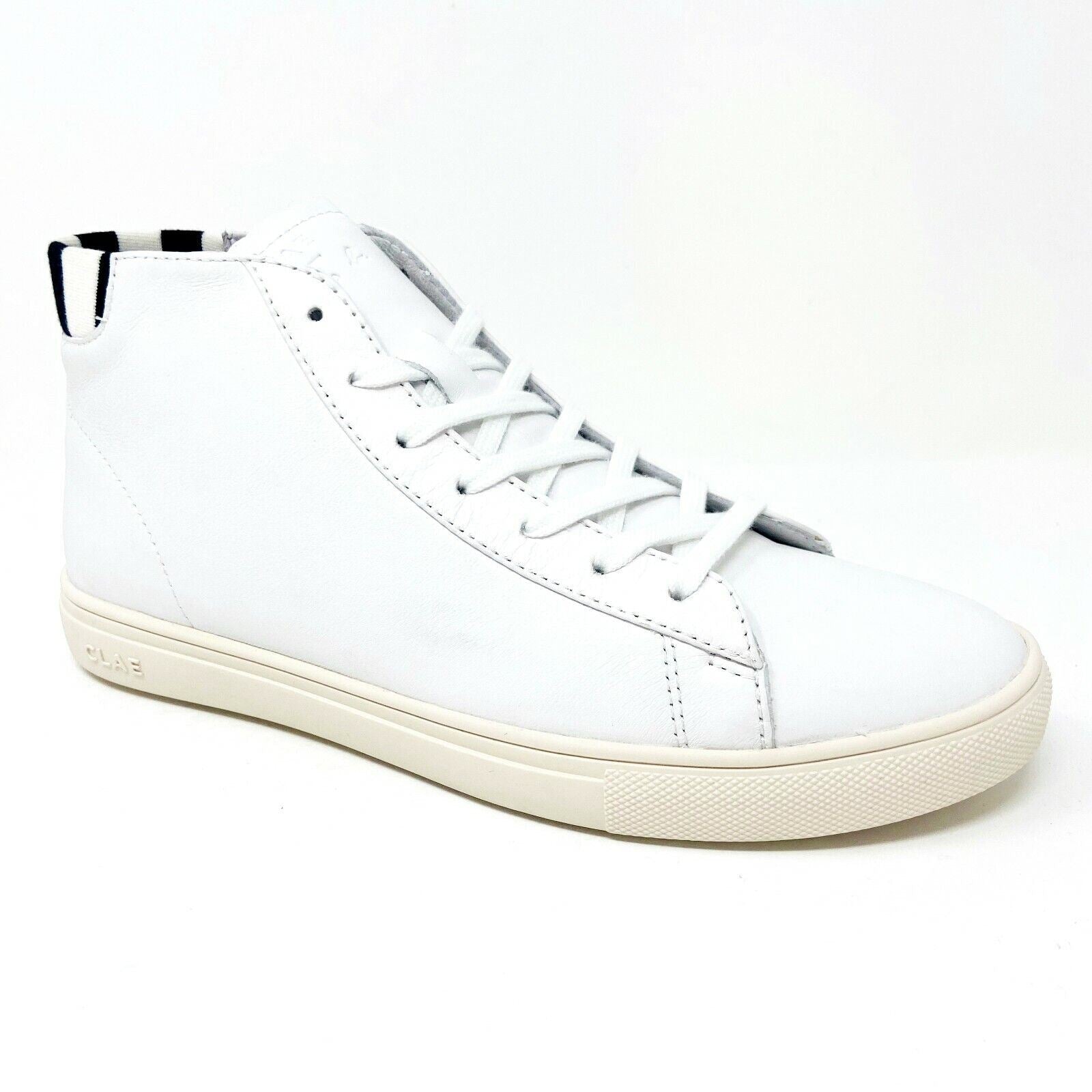 Clae Bradley Mid x Agnes B White Leather Mens Premium Casual Sneakers