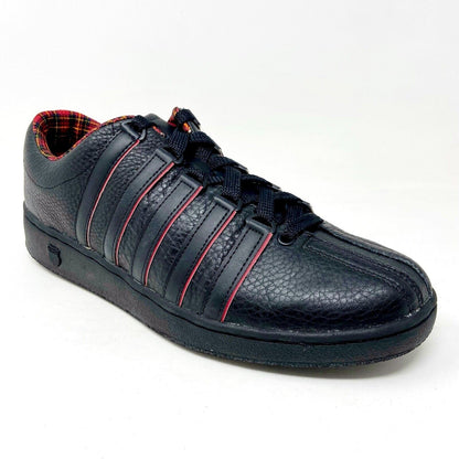 K-Swiss Mens Classic LXP Black Red Tartan Leather Sneakers 01012069