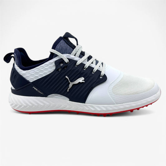 PUMA Ignite Pwradapt Caged White Peacoat Mens Size 9 Waterproof Golf Shoes