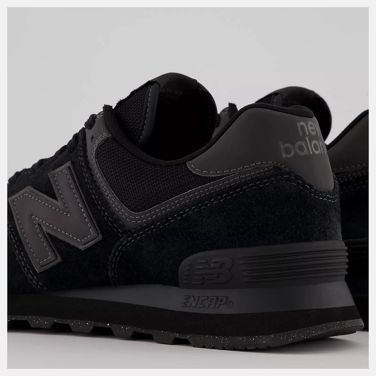 Women's Wide Fit New Balance ML574EVE Walking/Running Trainers - Exclusive - Black ENCAP