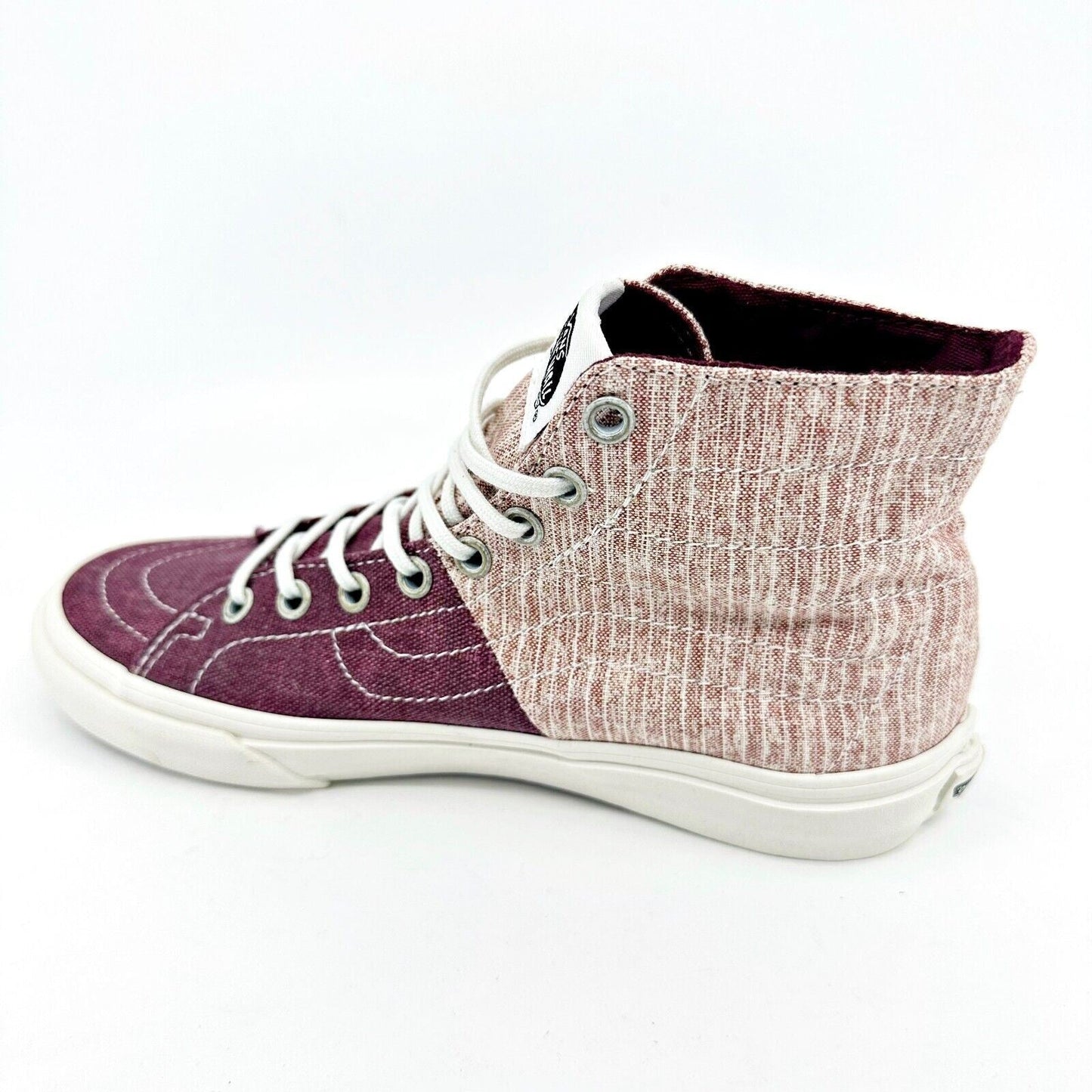 VANS Sk8 Hi Decon SPT (Stripes) Washed Burgundy Womens Size 6 Casual Sneakers