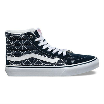 VANS Sk8 Hi Slim (Quilted Denim) Dress Blues Zephyr White Womens Casual Sneakers